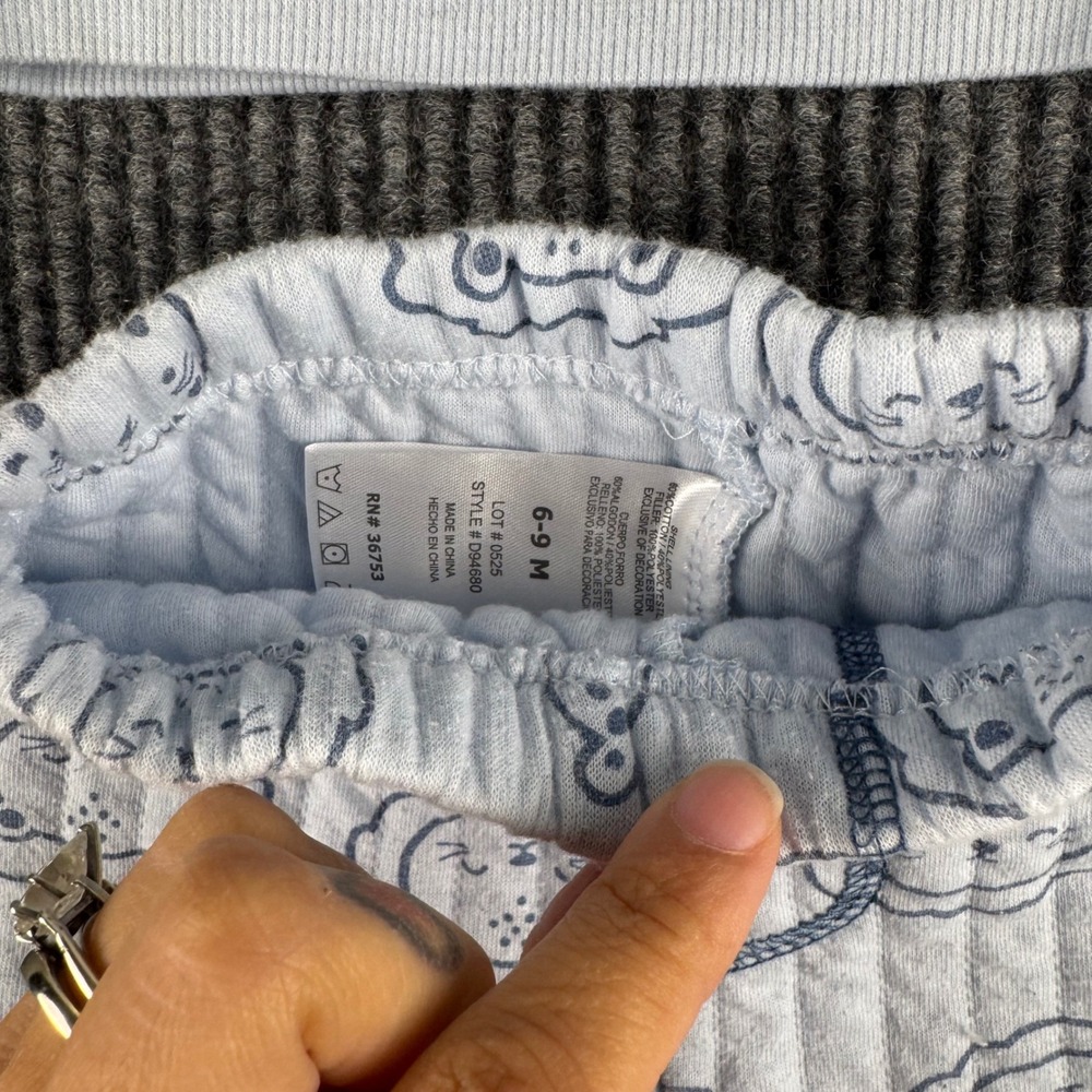 Duck Duck Goose Baby 6-9M Quilted Lion Print Henley Top & Joggers Set Blue 195 - Picture 5 of 8